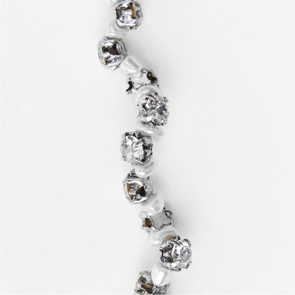 Zara Rhinestone Pearl Double Long Necklace REF. 4548/302 NEW - Picture 5 of 9